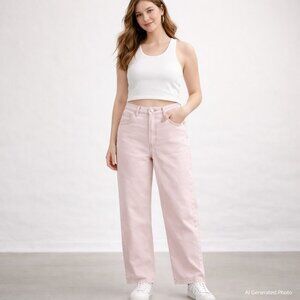 RE/DONE 90s High Rise Loose Jeans 28 Pastel Pale Pink Straight Leg NWT Y2K Girly